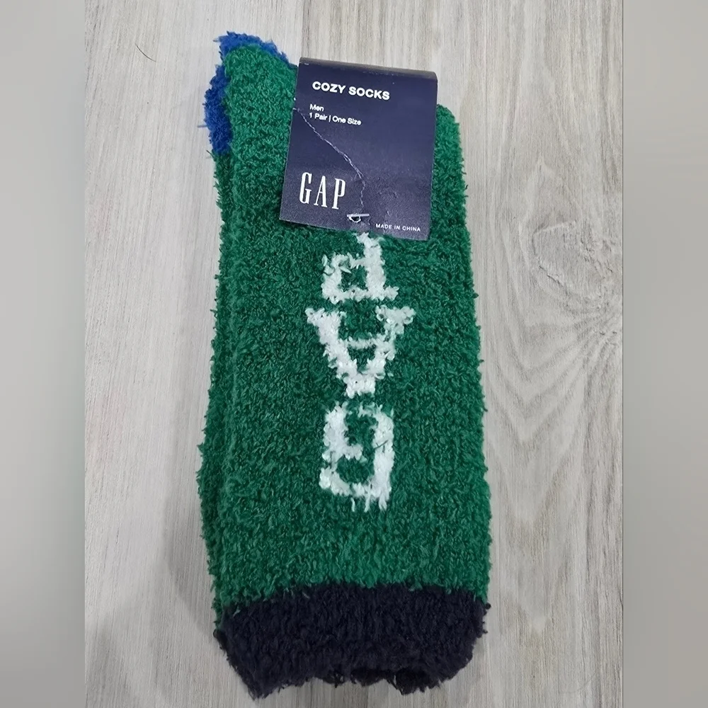 GAP Men's Green and Blue Cozy Socks Logo One Size NWT